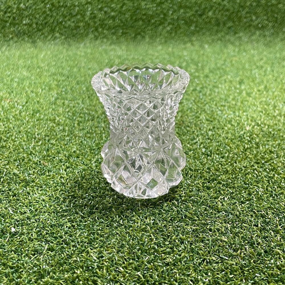 Vintage Small Cut Crystal Miniature Toothpick Holder Pineapple Shape Bud Vase - Picture 4 of 7